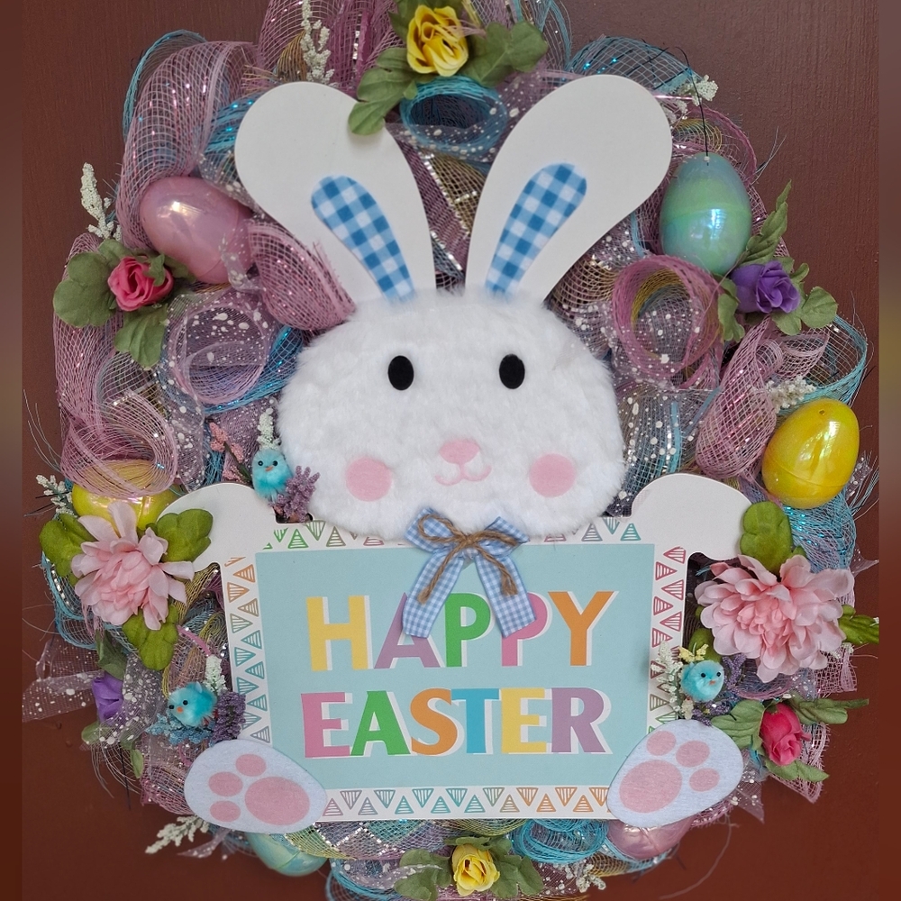 Colorful Easter Bunny Wreath